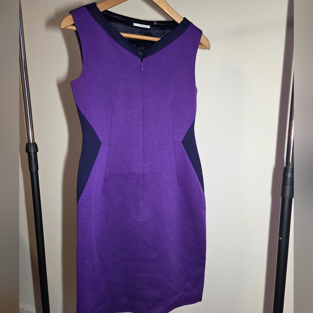 Tahari Purple and Dark Blue Mini Dress